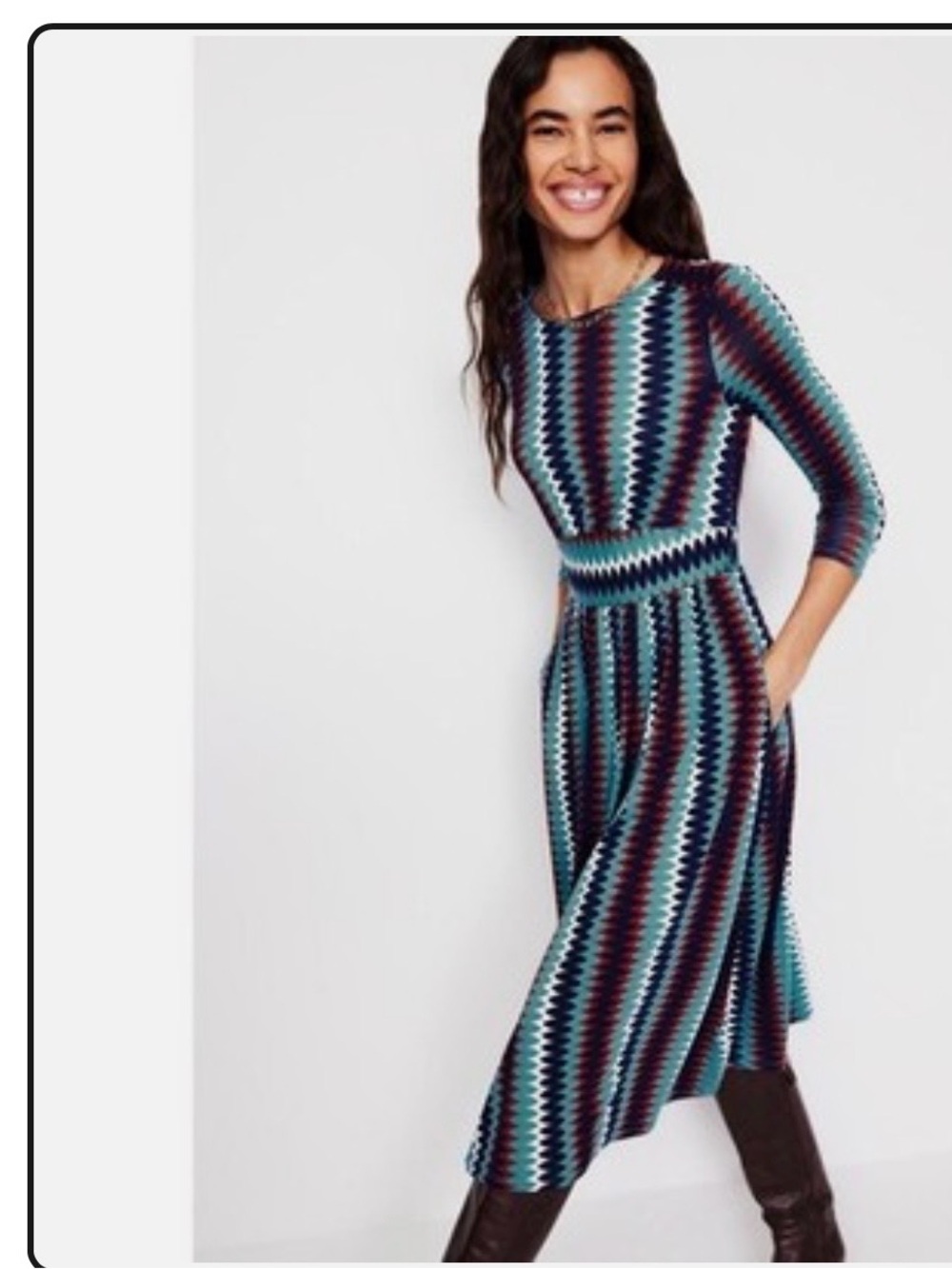 BODEN Sz 10R Thea long Sleeve Jersey Dress raindrop Geometric NEW WITH TAGS